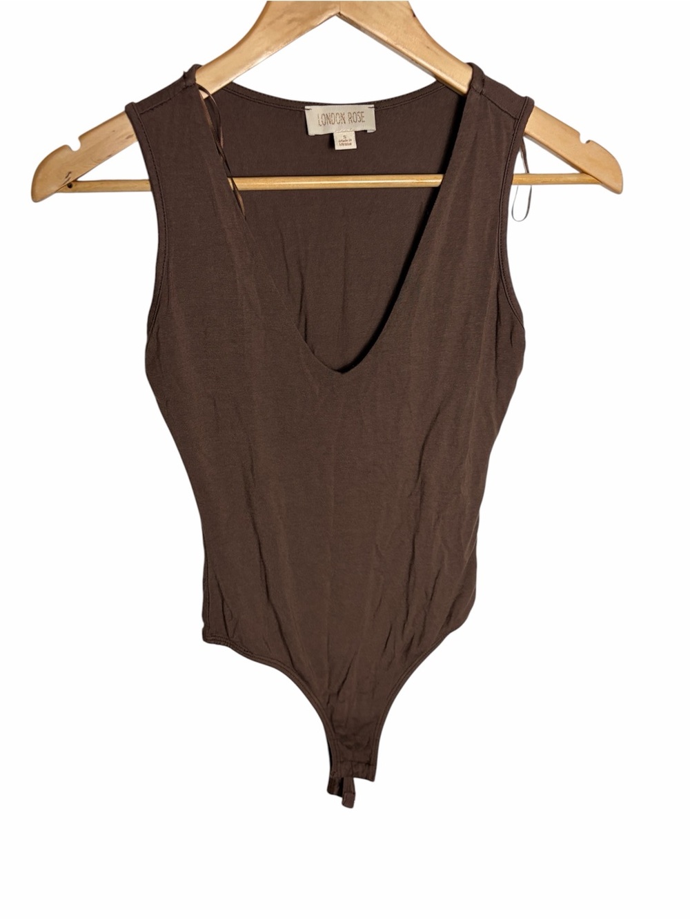 London Rose brown v neck bodysuit size S